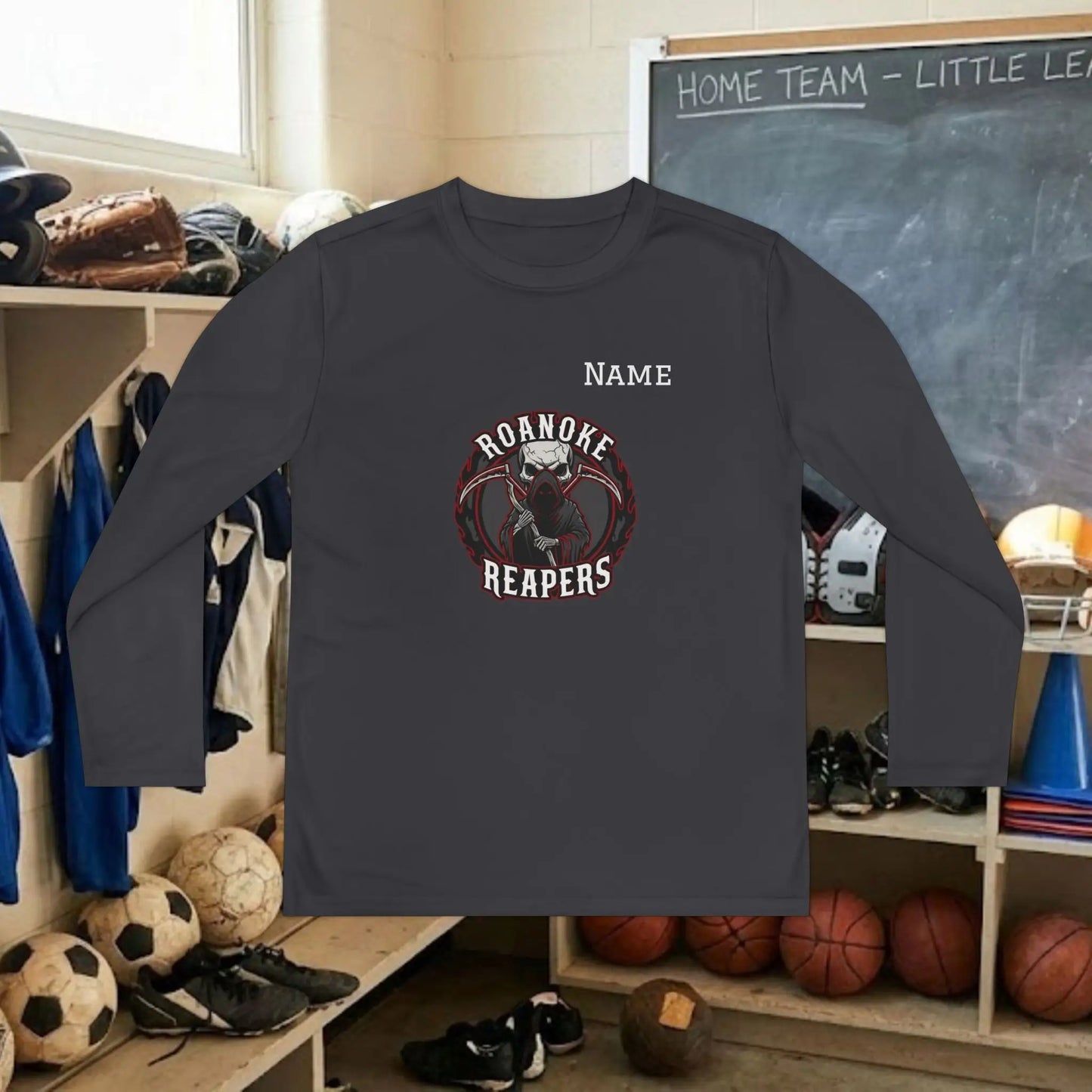 Custom Team Youth Long Sleeve T-Shirt – Center Chest Team Logo & Name