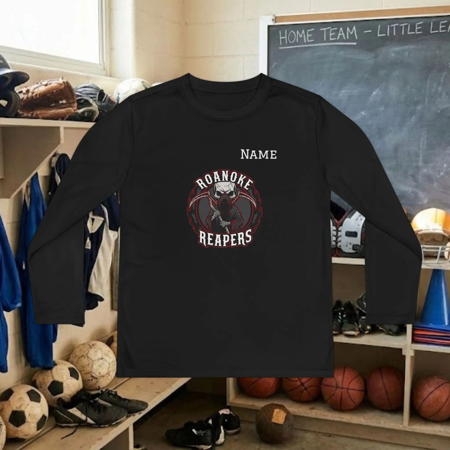 Custom Team Youth Long Sleeve T-Shirt – Center Chest Team Logo & Name