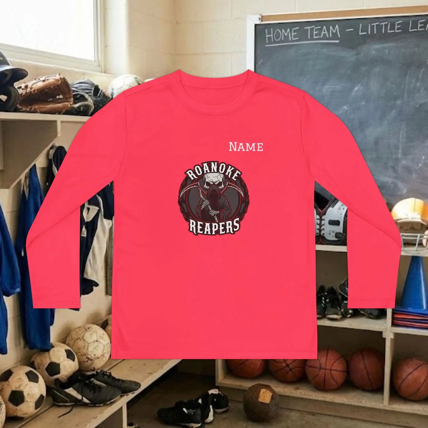 Custom Team Youth Long Sleeve T-Shirt – Center Chest Team Logo & Name