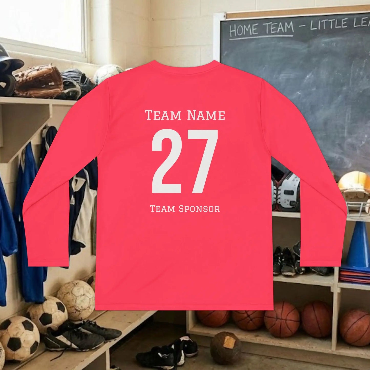 Custom Team Youth Long Sleeve T-Shirt – Center Chest Team Logo & Name