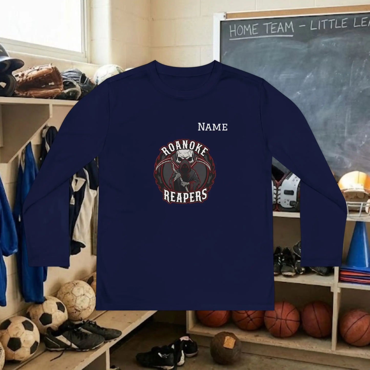 Custom Team Youth Long Sleeve T-Shirt – Center Chest Team Logo & Name