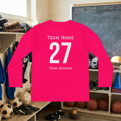 Custom Team Youth Long Sleeve T-Shirt – Center Chest Team Logo & Name