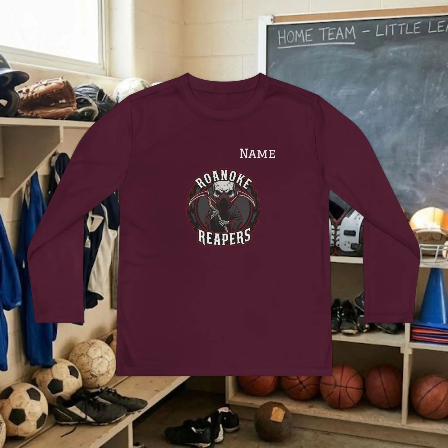 Custom Team Youth Long Sleeve T-Shirt – Center Chest Team Logo & Name