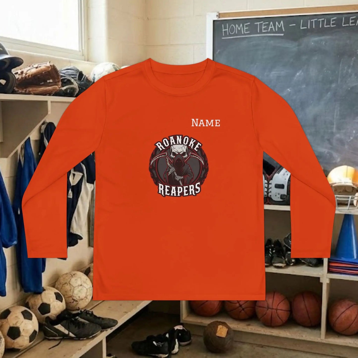 Custom Team Youth Long Sleeve T-Shirt – Center Chest Team Logo & Name