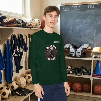 Custom Team Youth Long Sleeve T-Shirt – Center Chest Team Logo & Name