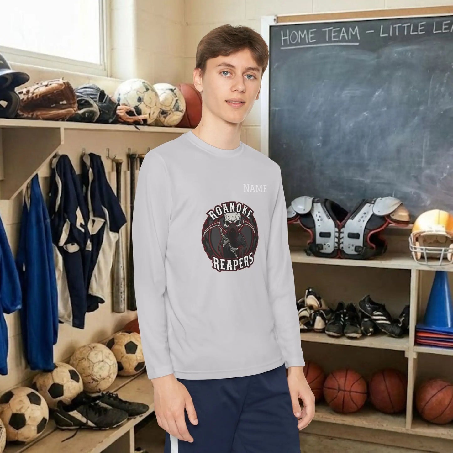 Custom Team Youth Long Sleeve T-Shirt – Center Chest Team Logo & Name