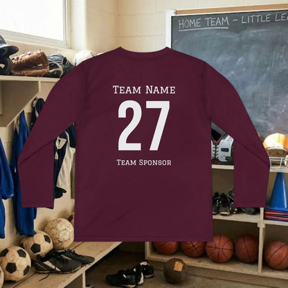 Custom Team Youth Long Sleeve T-Shirt – Left Chest Team Logo & Name