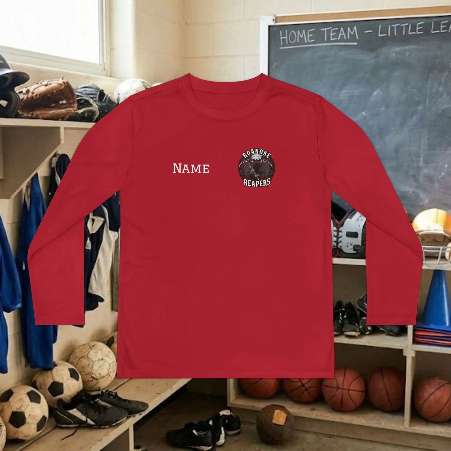 Custom Team Youth Long Sleeve T-Shirt – Left Chest Team Logo & Name