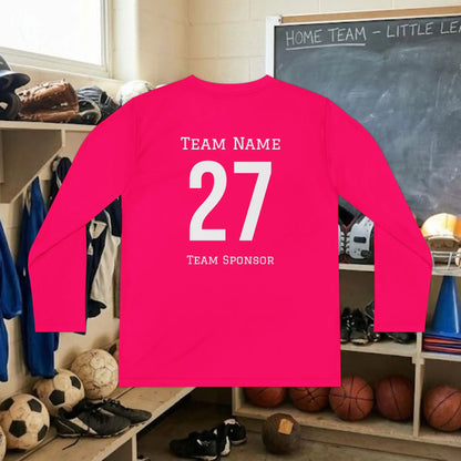 Custom Team Youth Long Sleeve T-Shirt – Left Chest Team Logo & Name