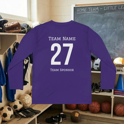 Custom Team Youth Long Sleeve T-Shirt – Left Chest Team Logo & Name