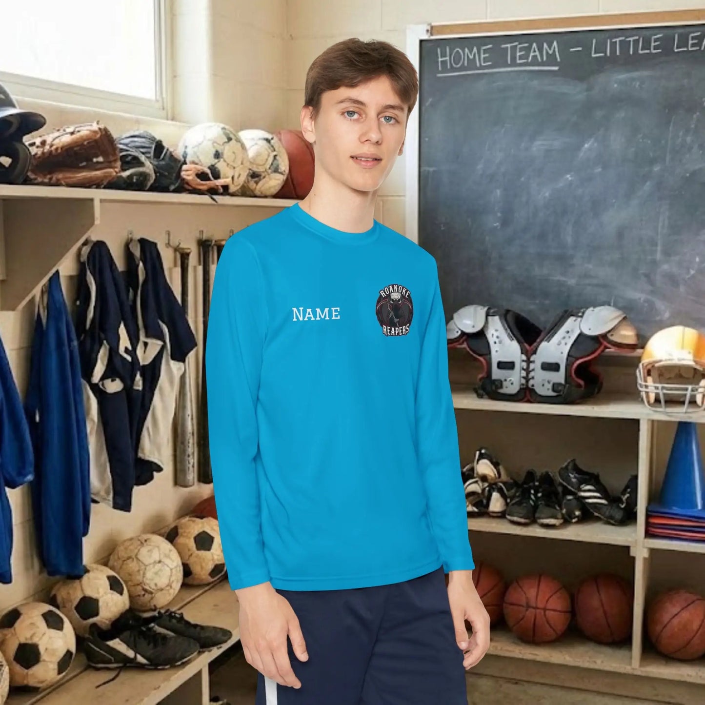 Custom Team Youth Long Sleeve T-Shirt – Left Chest Team Logo & Name