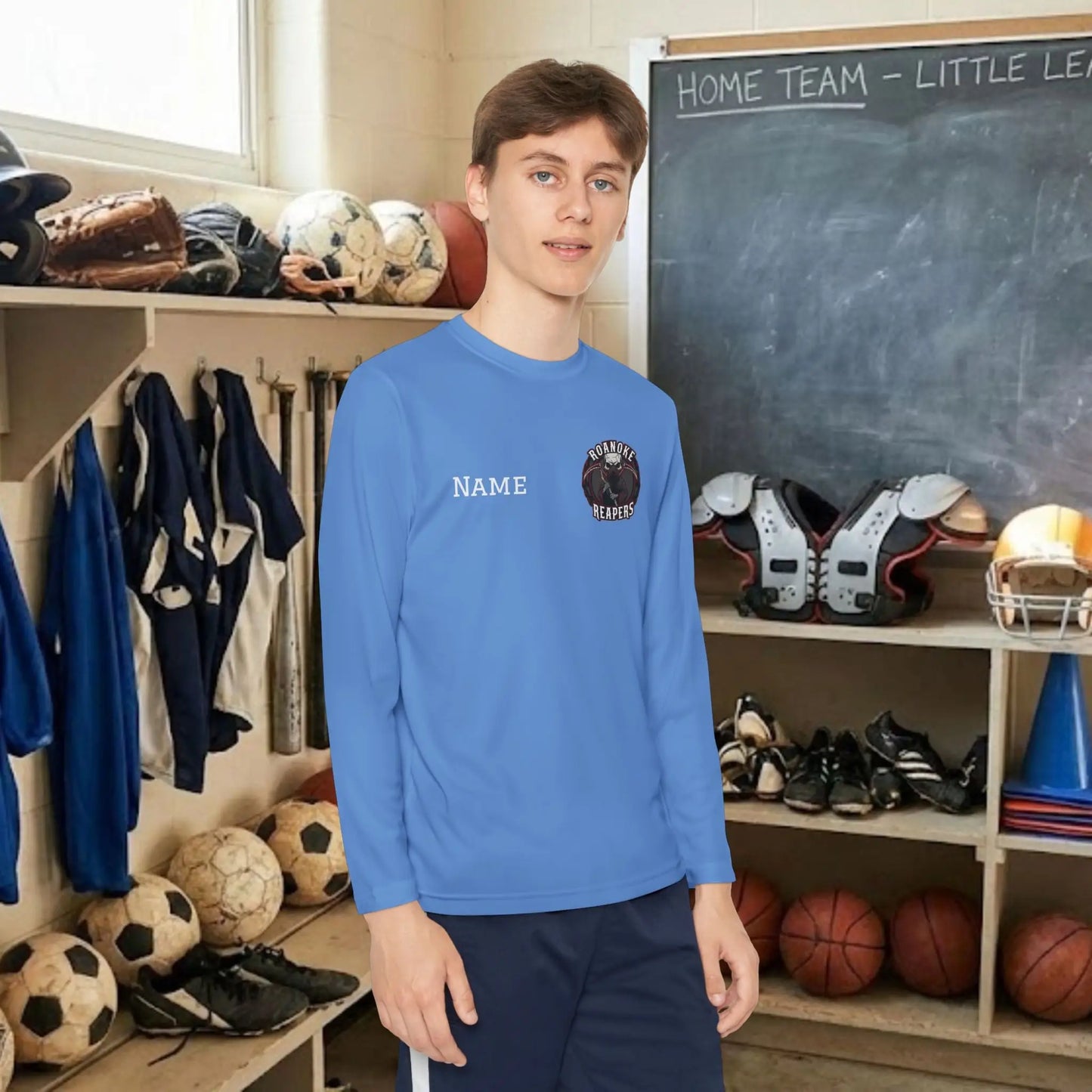 Custom Team Youth Long Sleeve T-Shirt – Left Chest Team Logo & Name