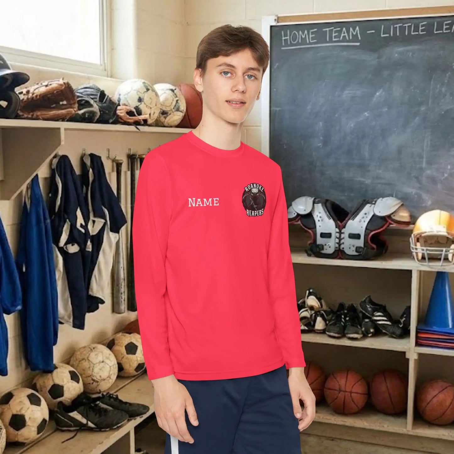 Custom Team Youth Long Sleeve T-Shirt – Left Chest Team Logo & Name