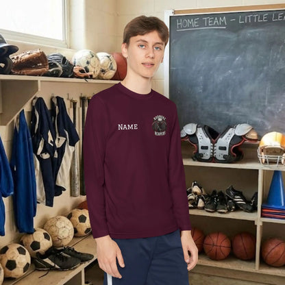 Custom Team Youth Long Sleeve T-Shirt – Left Chest Team Logo & Name