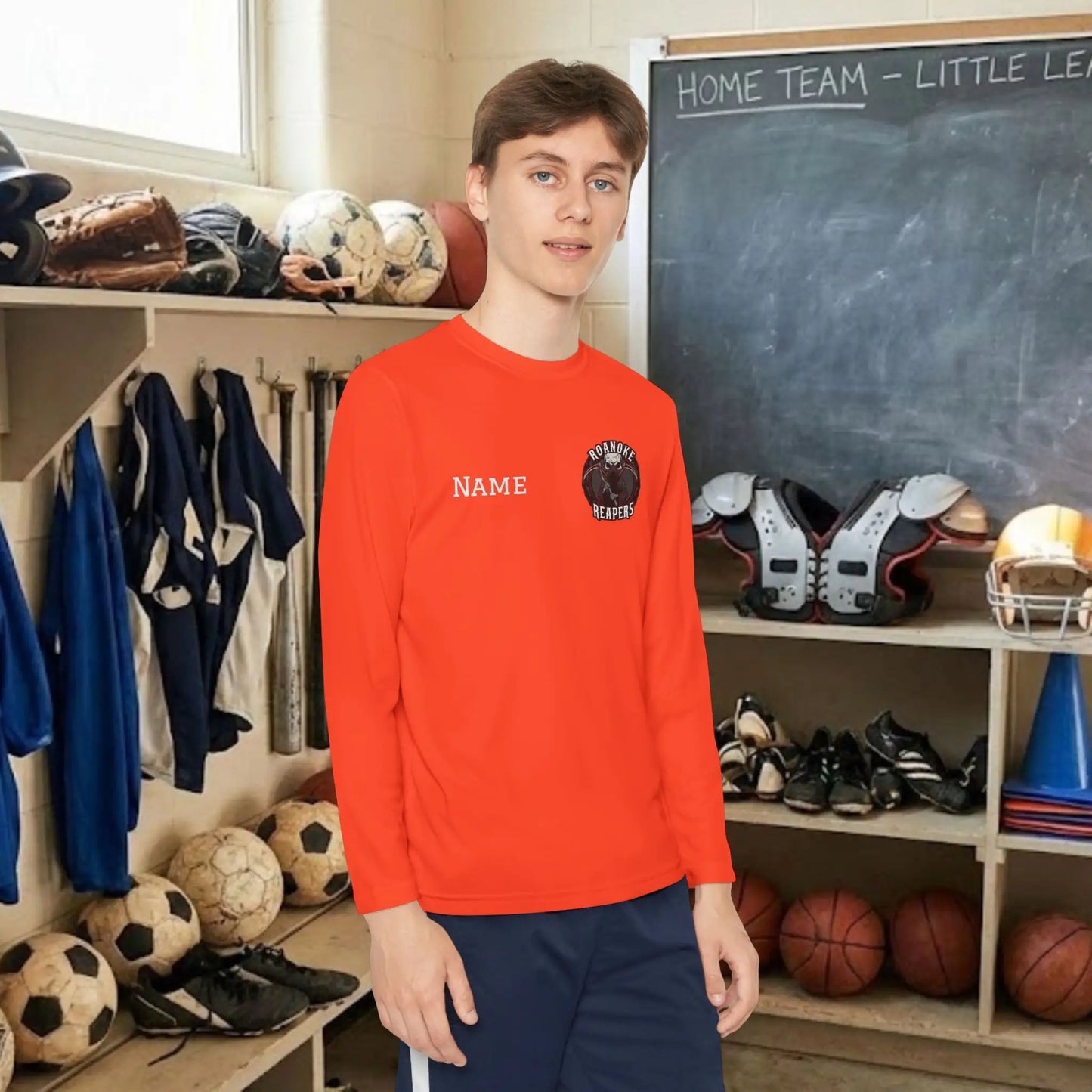 Custom Team Youth Long Sleeve T-Shirt – Left Chest Team Logo & Name