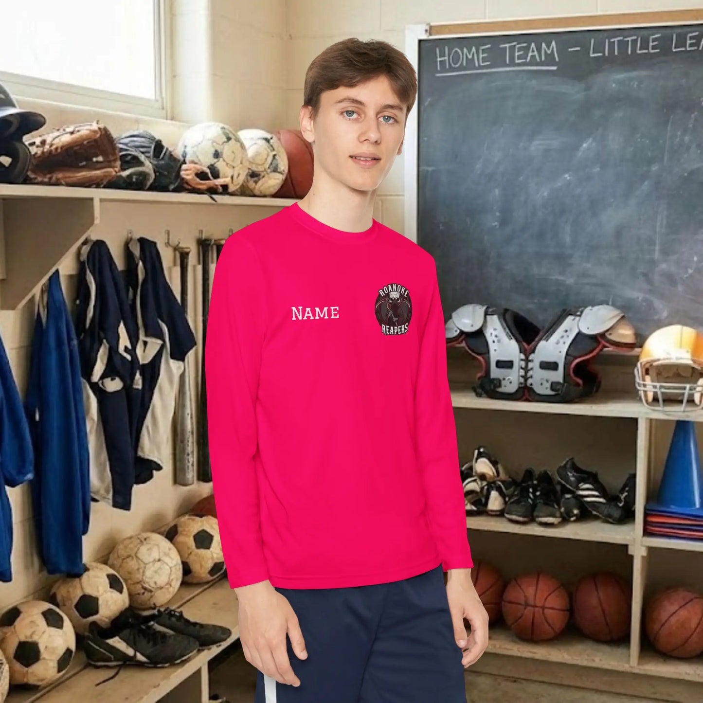 Custom Team Youth Long Sleeve T-Shirt – Left Chest Team Logo & Name