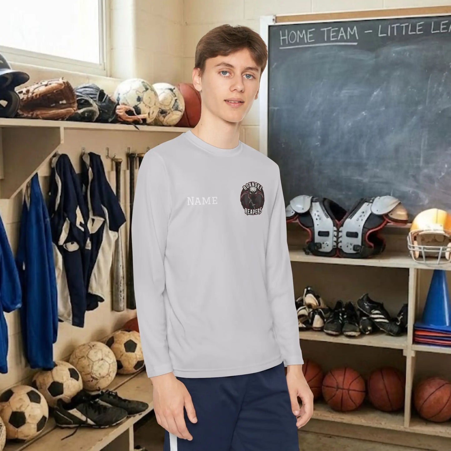 Custom Team Youth Long Sleeve T-Shirt – Left Chest Team Logo & Name