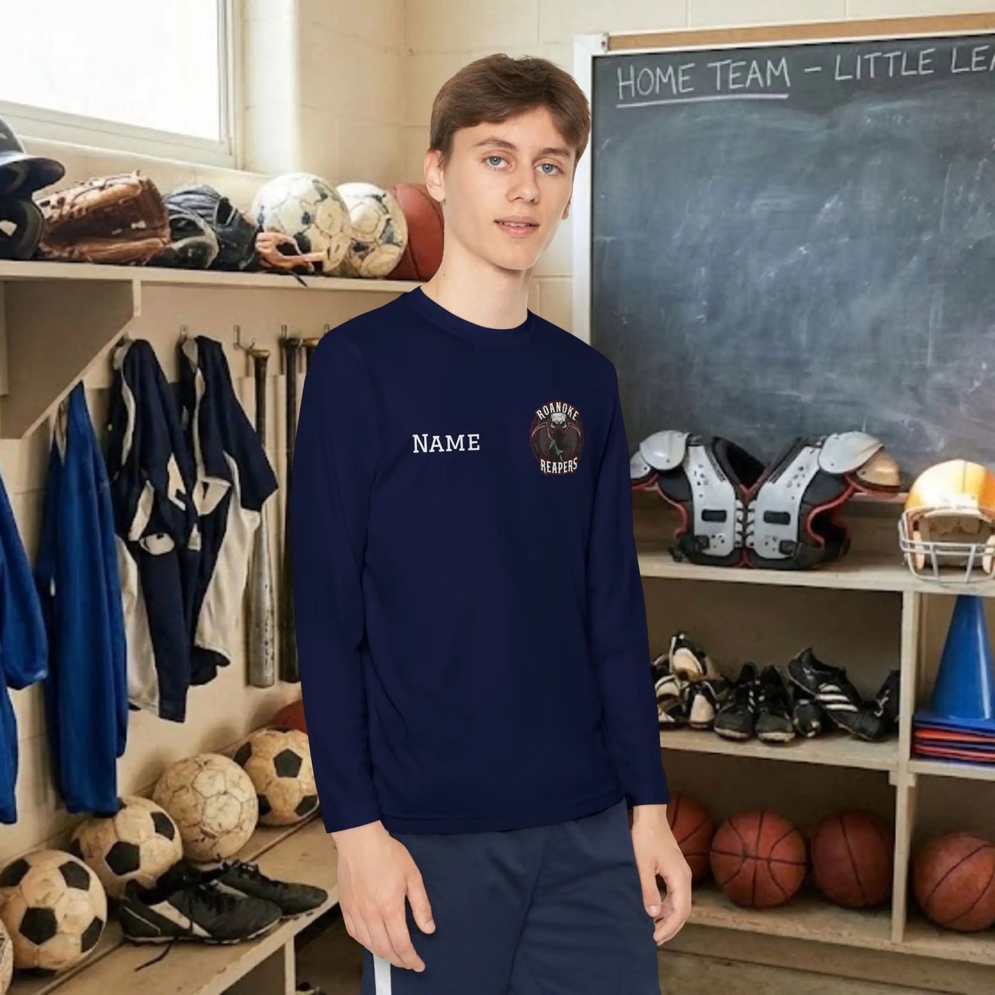 Custom Team Youth Long Sleeve T-Shirt – Left Chest Team Logo & Name