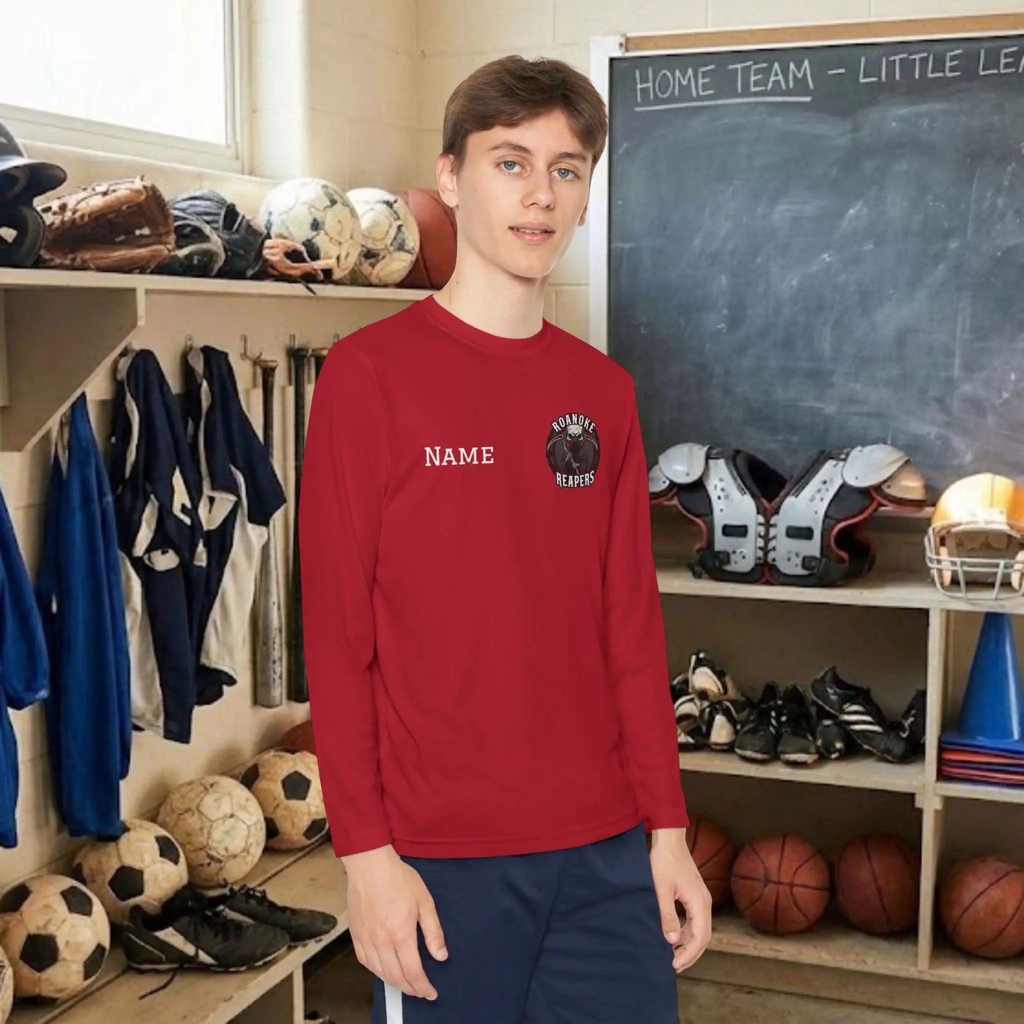 Custom Team Youth Long Sleeve T-Shirt – Left Chest Team Logo & Name