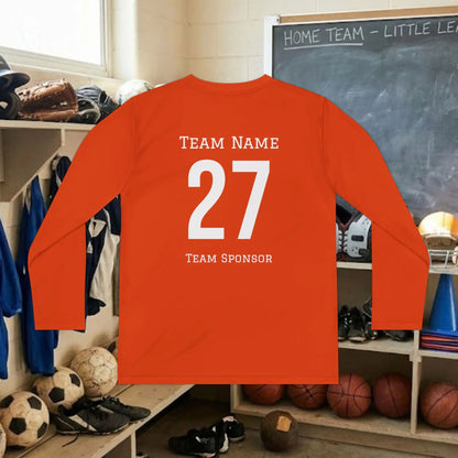 Custom Team Youth Long Sleeve T-Shirt – Right Chest Team Logo & Name