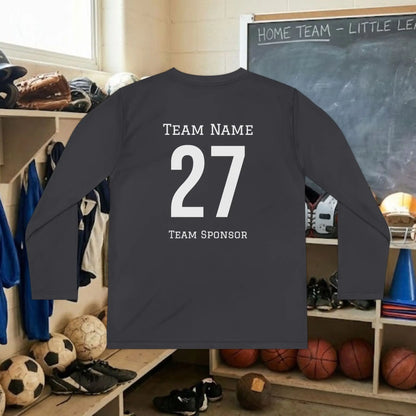 Custom Team Youth Long Sleeve T-Shirt – Right Chest Team Logo & Name