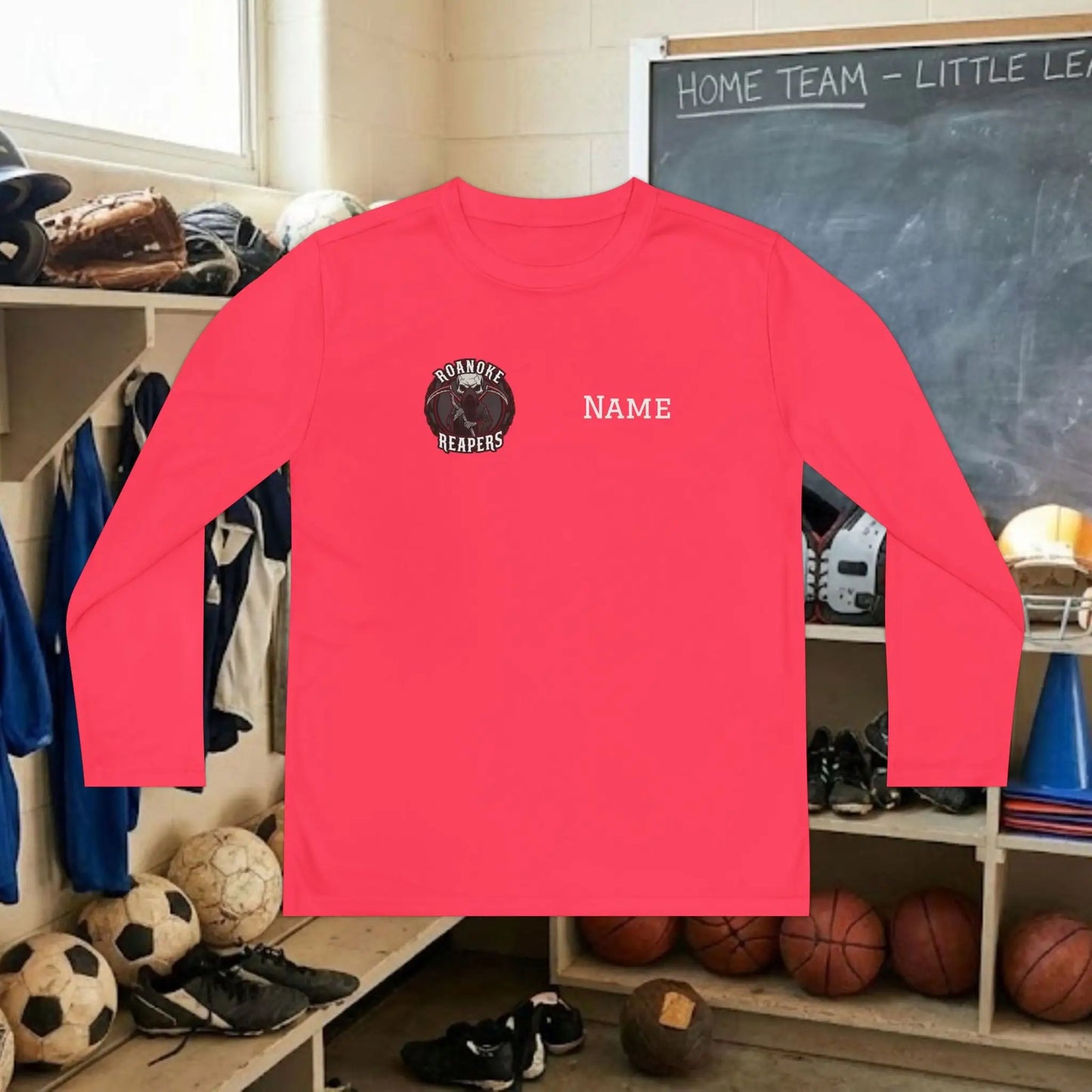 Custom Team Youth Long Sleeve T-Shirt – Right Chest Team Logo & Name