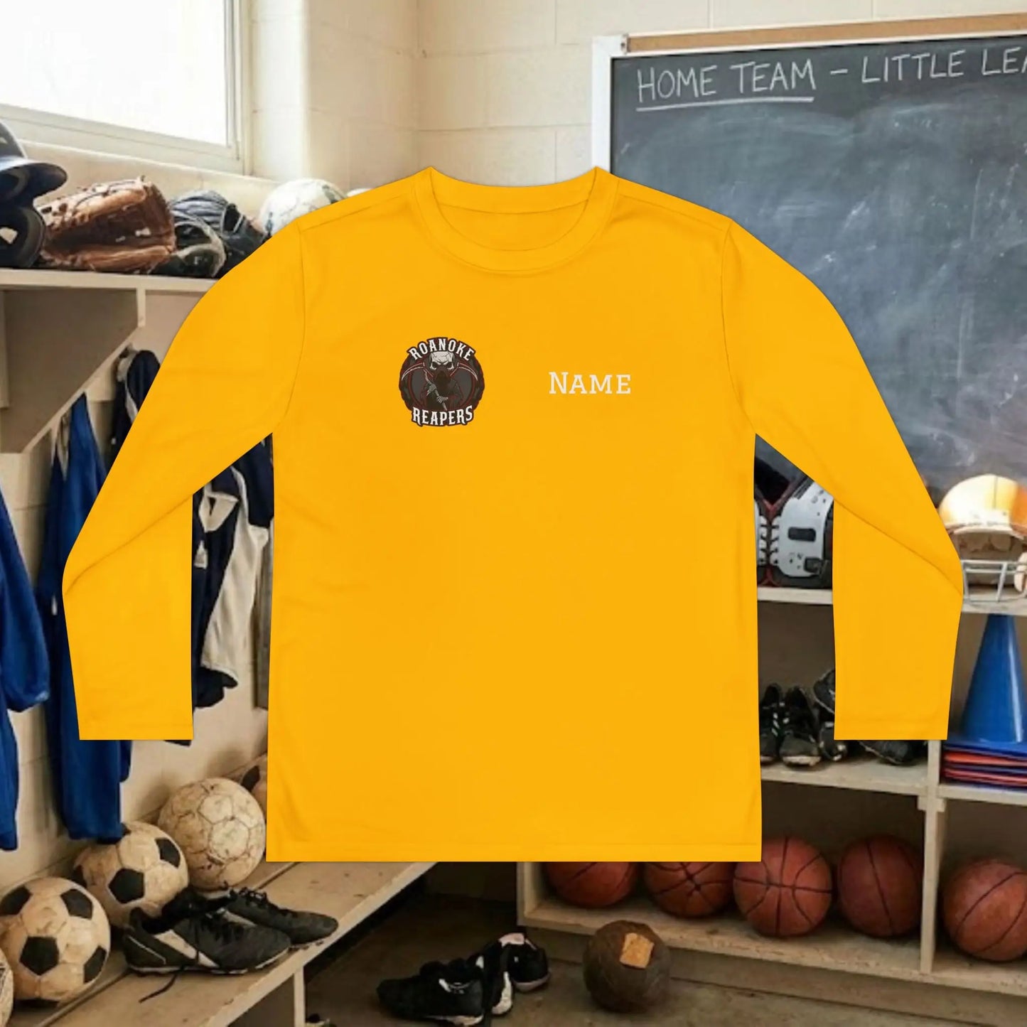Custom Team Youth Long Sleeve T-Shirt – Right Chest Team Logo & Name