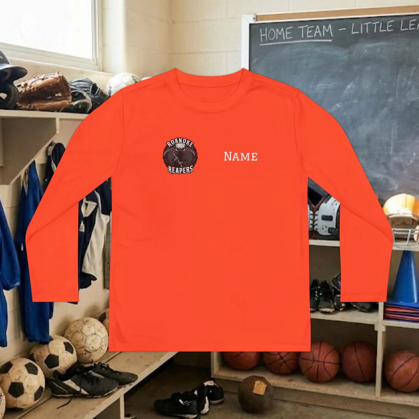 Custom Team Youth Long Sleeve T-Shirt – Right Chest Team Logo & Name