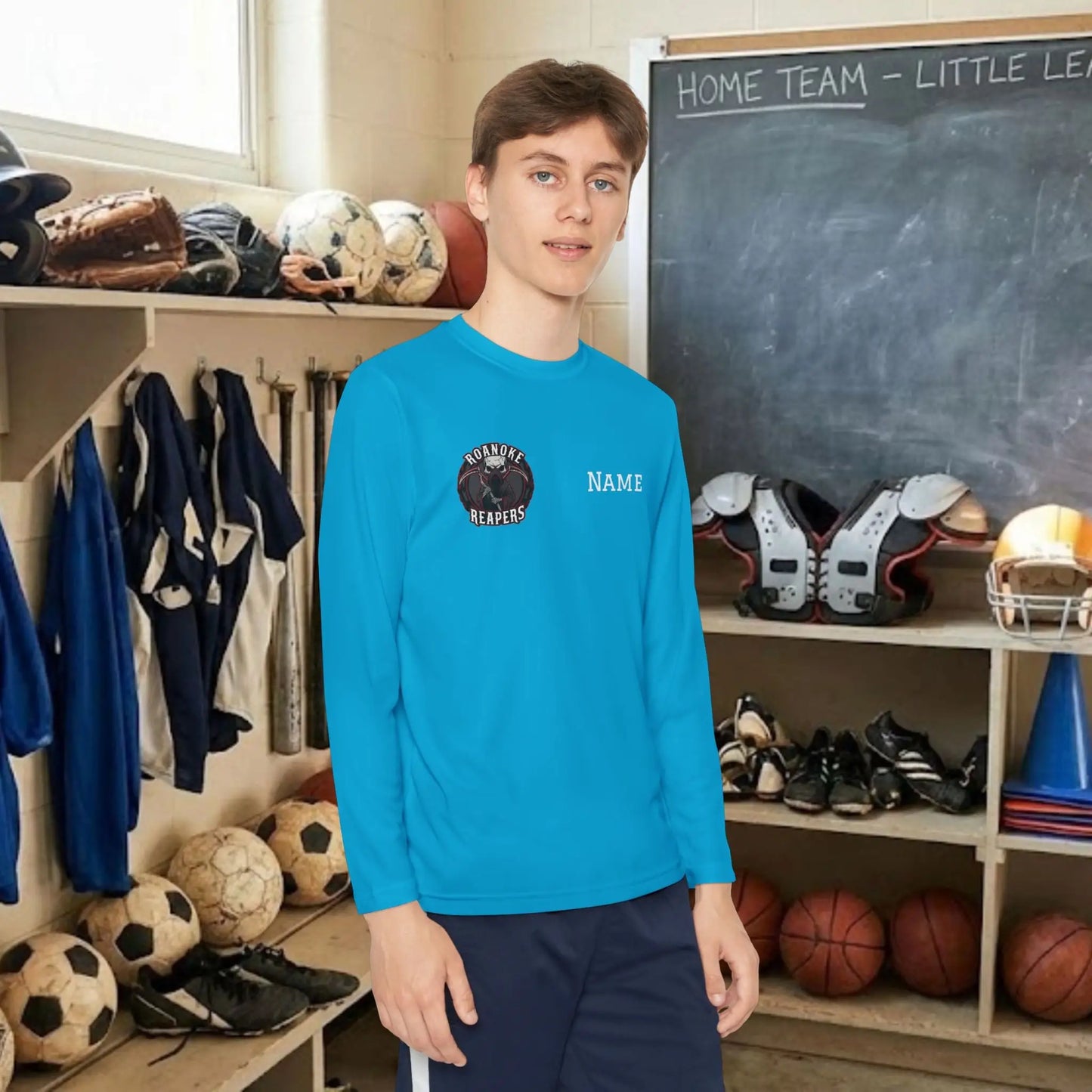Custom Team Youth Long Sleeve T-Shirt – Right Chest Team Logo & Name