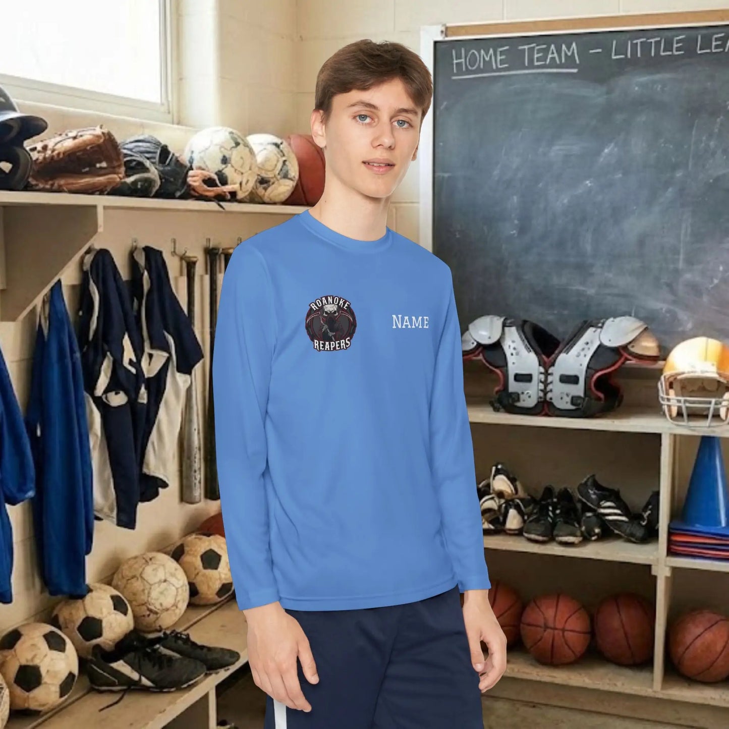 Custom Team Youth Long Sleeve T-Shirt – Right Chest Team Logo & Name
