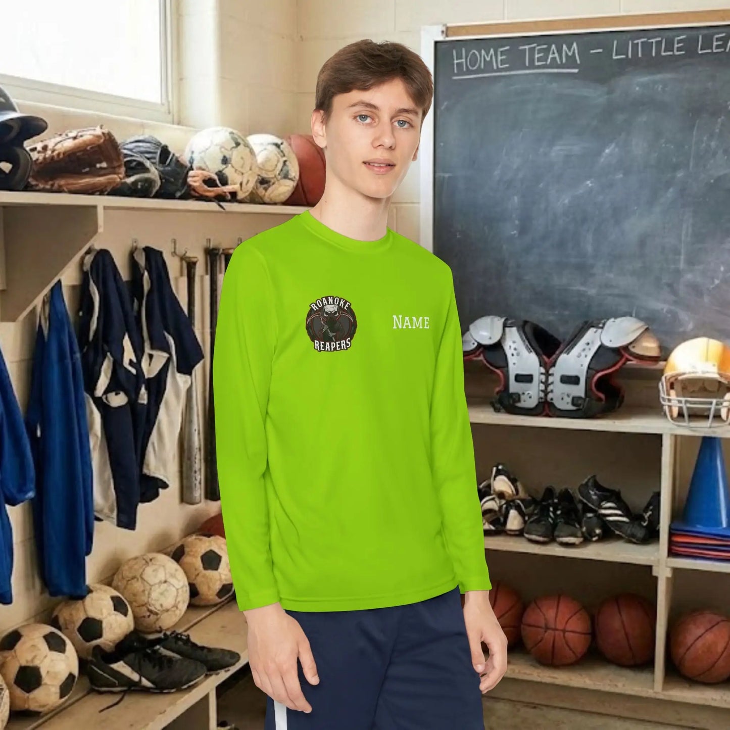 Custom Team Youth Long Sleeve T-Shirt – Right Chest Team Logo & Name