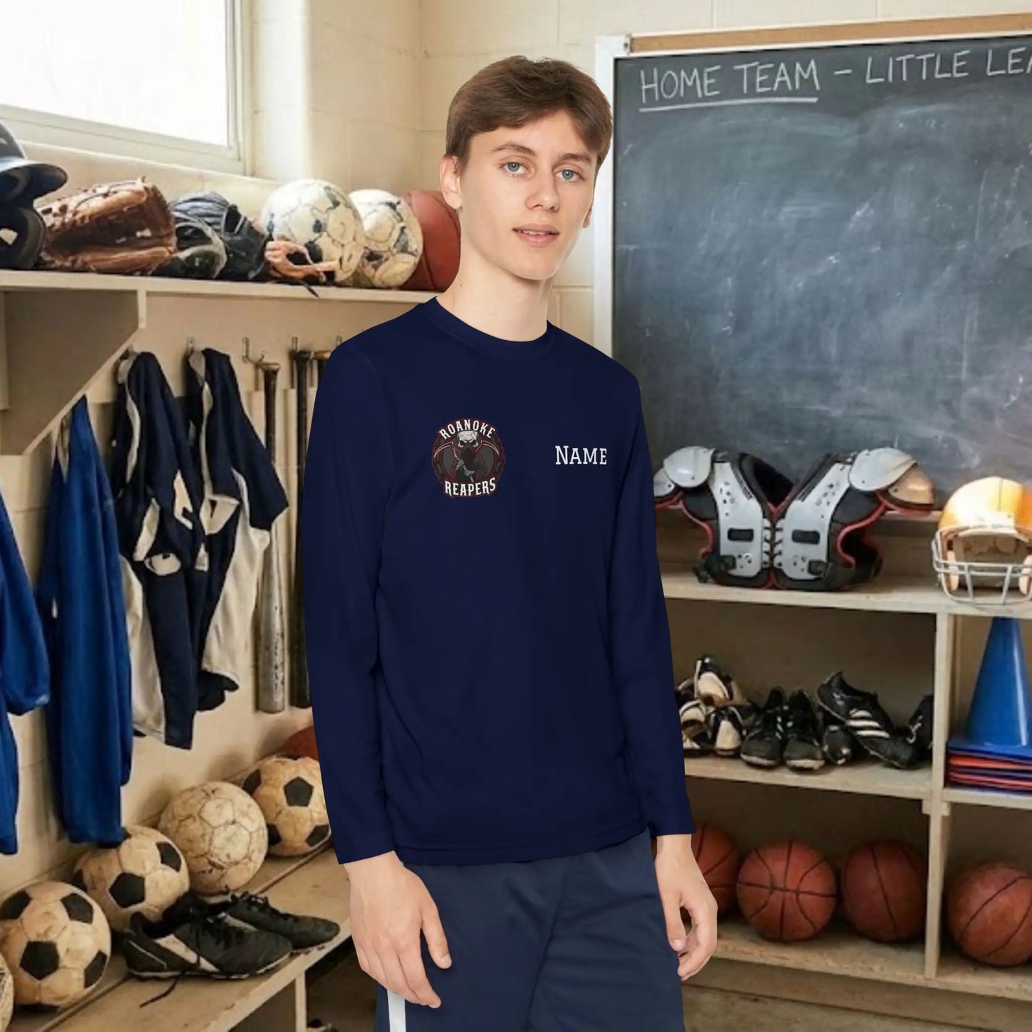 Custom Team Youth Long Sleeve T-Shirt – Right Chest Team Logo & Name