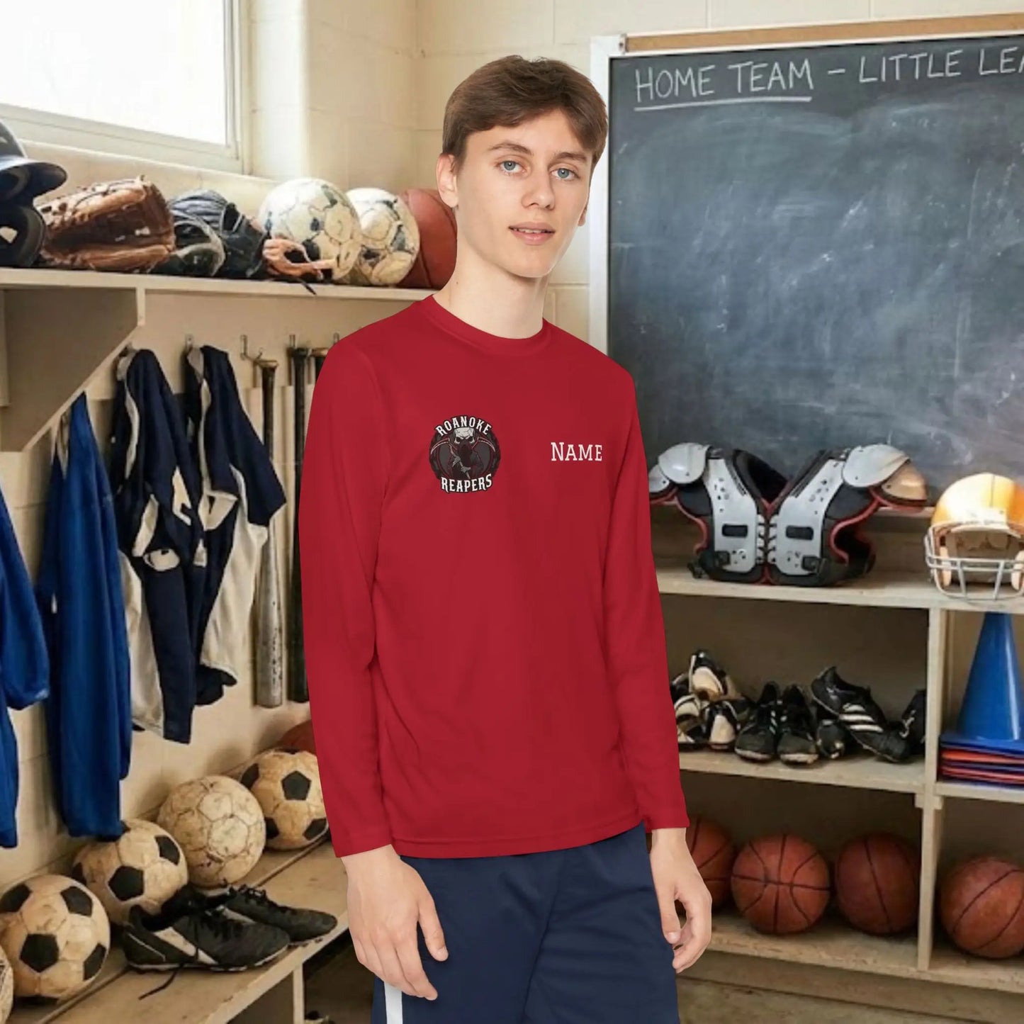 Custom Team Youth Long Sleeve T-Shirt – Right Chest Team Logo & Name