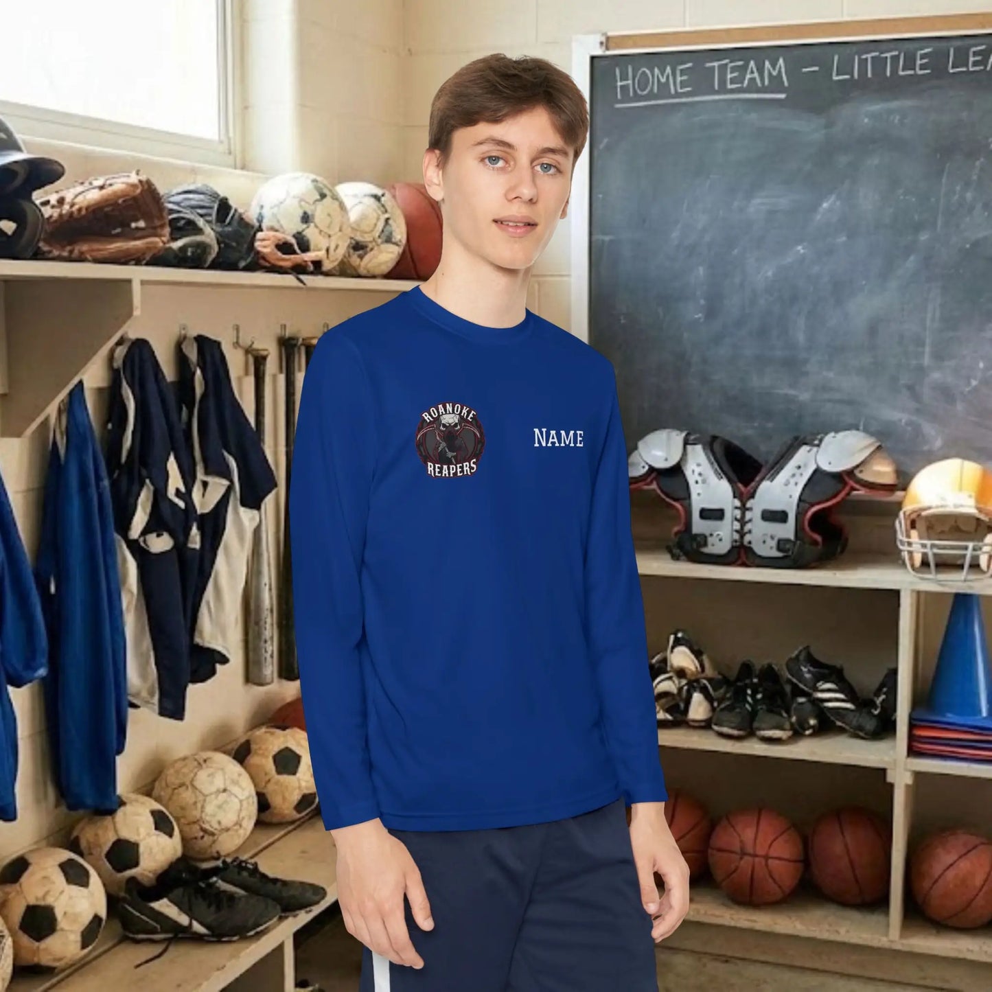 Custom Team Youth Long Sleeve T-Shirt – Right Chest Team Logo & Name