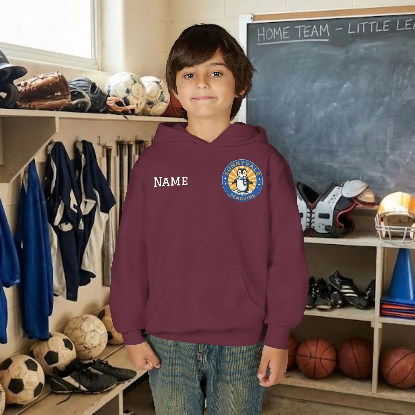 Custom Team Youth Pull Over Hoodie – Left Chest Logo & Name (Gildan Heavy Blend)