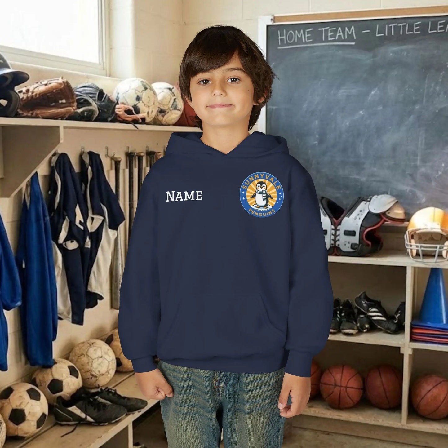 Custom Team Youth Pull Over Hoodie – Left Chest Logo & Name (Gildan Heavy Blend)