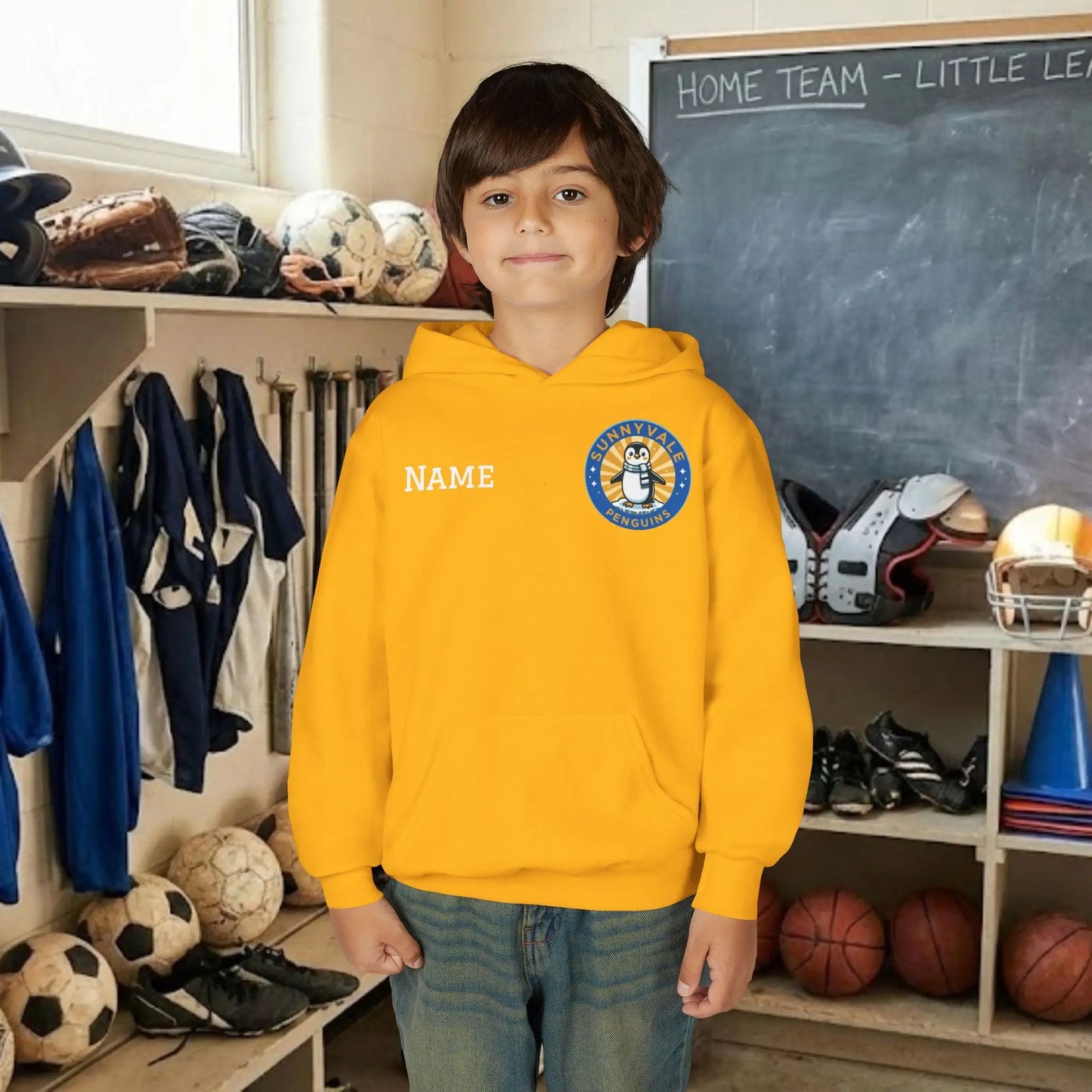 Custom Team Youth Pull Over Hoodie – Left Chest Logo & Name (Gildan Heavy Blend)