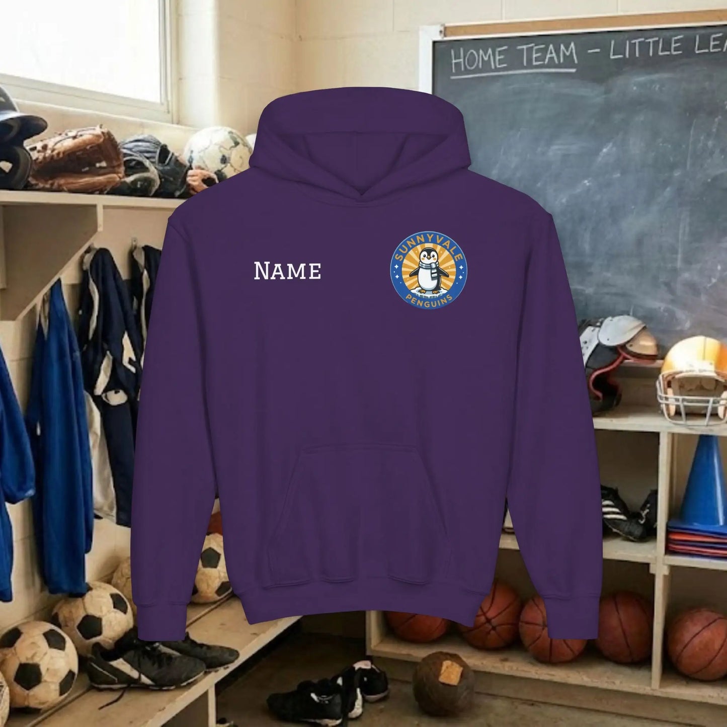 Custom Team Youth Pull Over Hoodie – Left Chest Logo & Name (Gildan Heavy Blend)