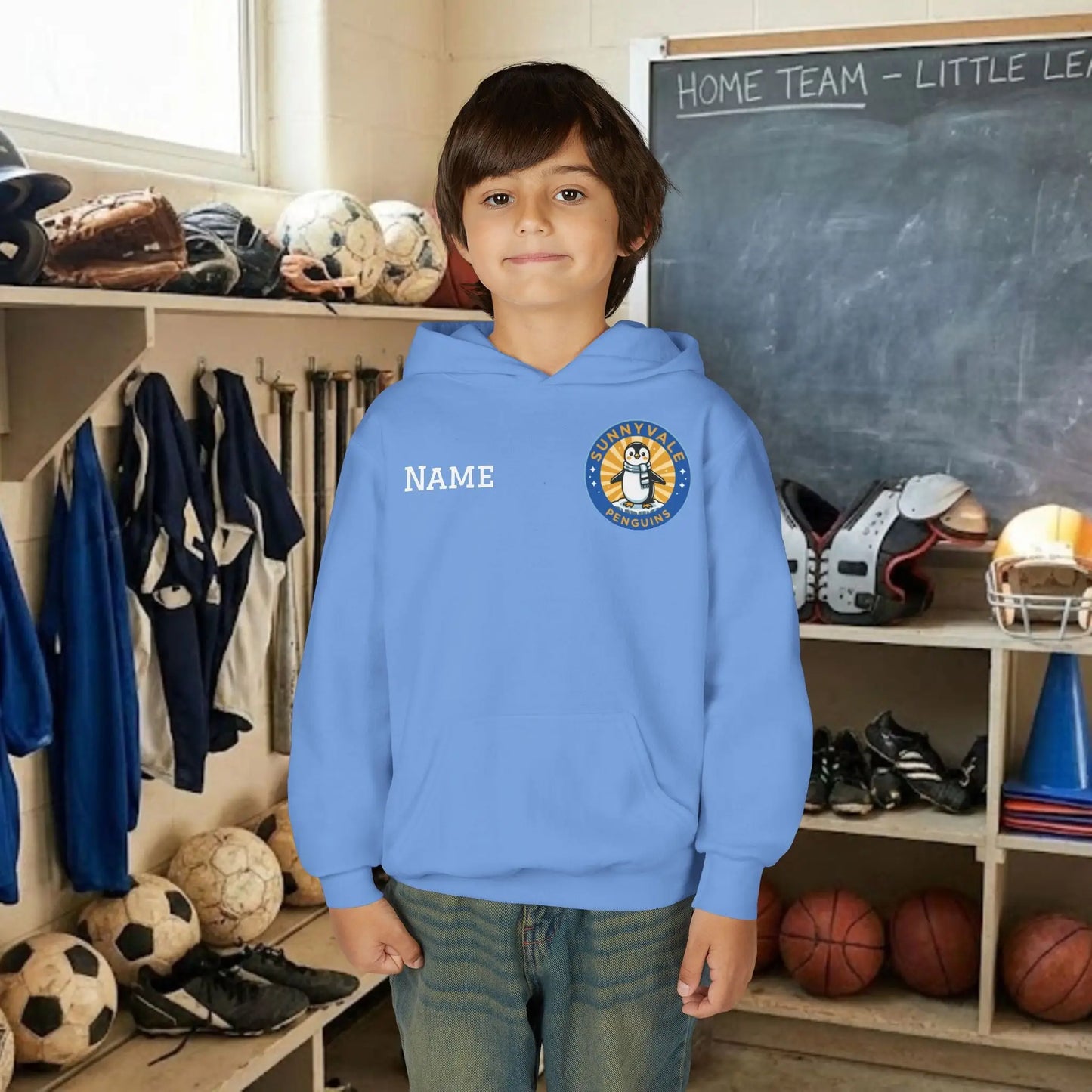 Custom Team Youth Pull Over Hoodie – Left Chest Logo & Name (Gildan Heavy Blend)
