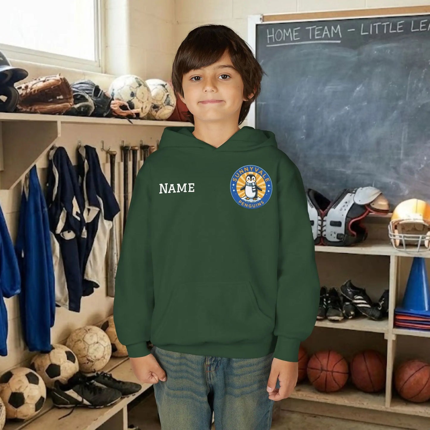 Custom Team Youth Pull Over Hoodie – Left Chest Logo & Name (Gildan Heavy Blend)