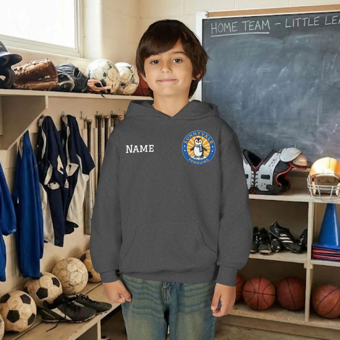 Custom Team Youth Pull Over Hoodie – Left Chest Logo & Name (Gildan Heavy Blend)