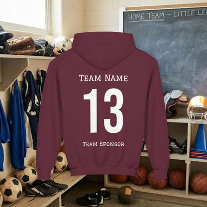 Custom Team Youth Pull Over Hoodie – Left Chest Logo & Name (Gildan Heavy Blend)