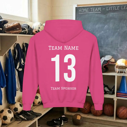 Custom Team Youth Pull Over Hoodie – Right Chest Logo & Name (Gildan Heavy Blend)
