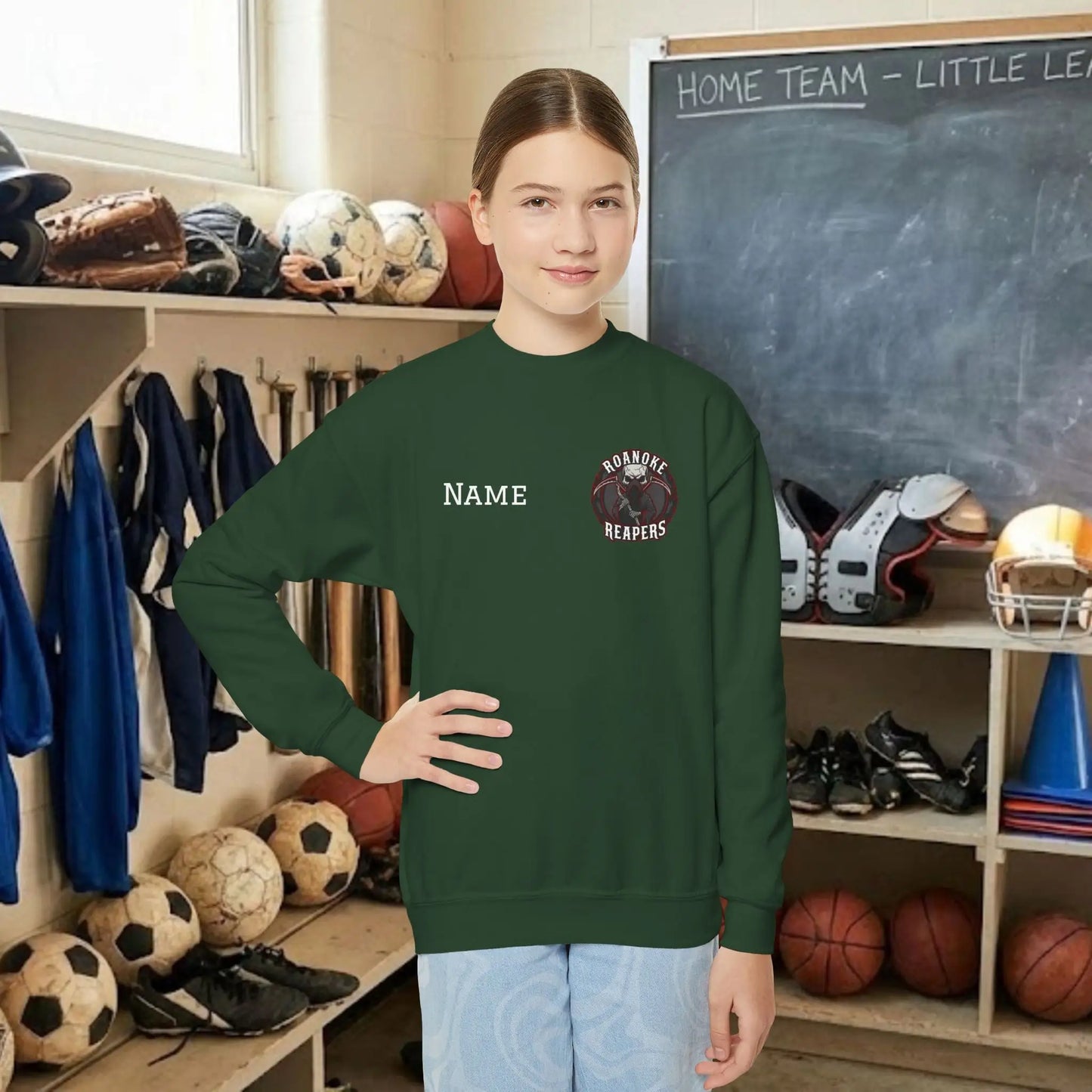 Custom Team Youth Sweatshirt – Left Chest Logo & Name (Gildan Heavy Blend)