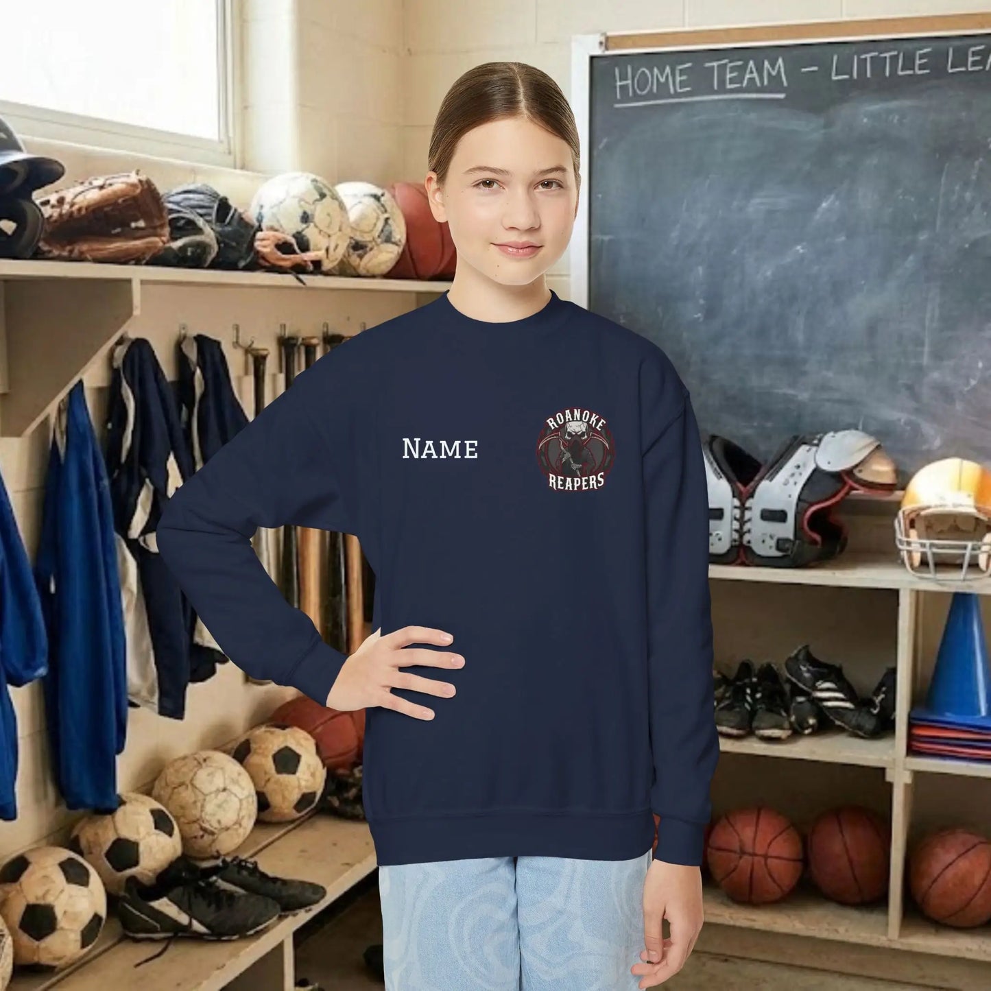 Custom Team Youth Sweatshirt – Left Chest Logo & Name (Gildan Heavy Blend)