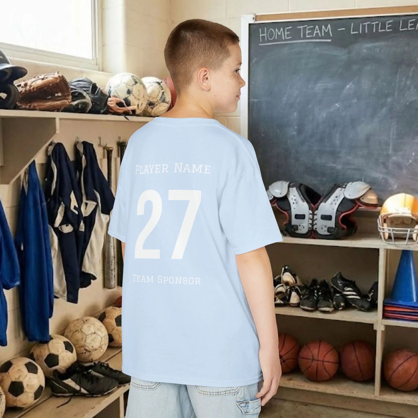 Custom Team Youth T-Shirt – Center Chest Team Logo & Name (DryBlend)