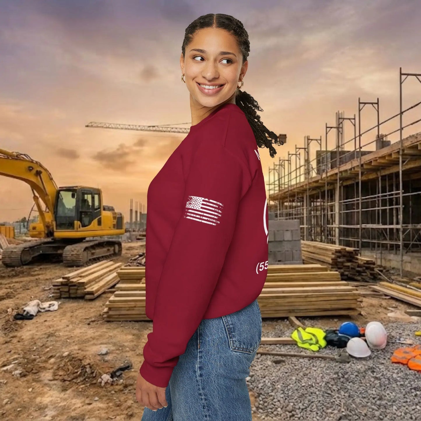 Custom Workwear Crewneck Sweatshirt – Center Chest Logo & Name (Gildan Heavy Blend)