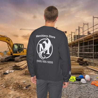 Custom Workwear Crewneck Sweatshirt – Center Chest Logo & Name (Gildan Heavy Blend)