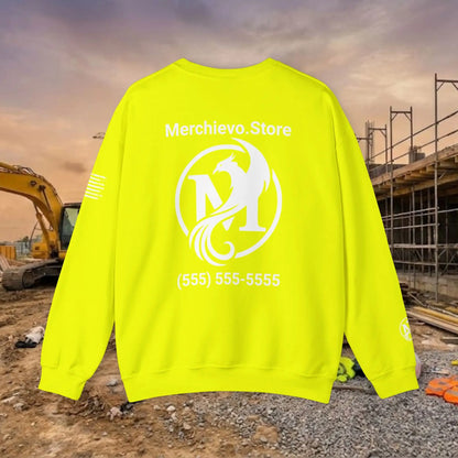 Custom Workwear Crewneck Sweatshirt – Center Chest Logo & Name (Gildan Heavy Blend)