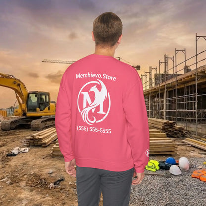 Custom Workwear Crewneck Sweatshirt – Center Chest Logo & Name (Gildan Heavy Blend)